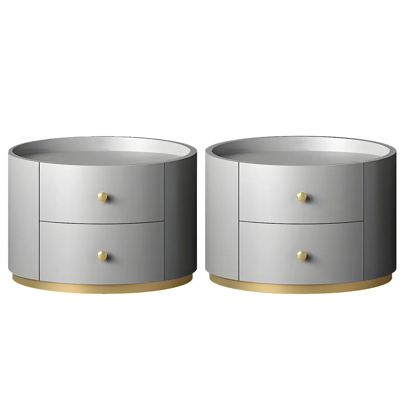 Glam Manufactured Wood Round 2-Drawer Nightstand