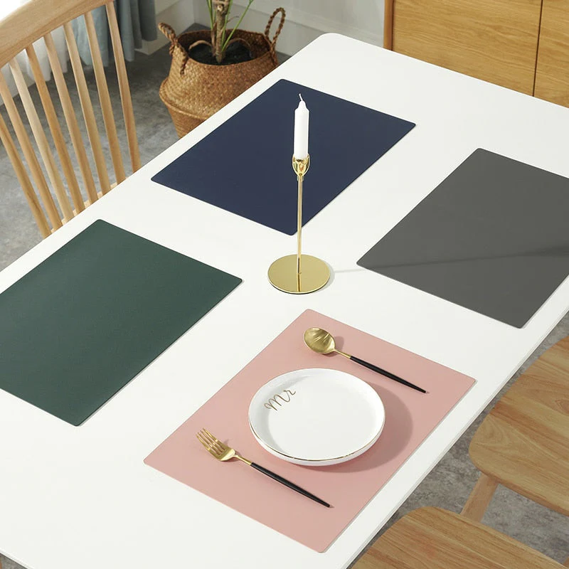 HULIANFU Rectangular Table Mat PU Leather Placemat  Waterproof Greaseproof  Pad Kitchen for Dining Anti-Scalding Insulation - Deanwangkt