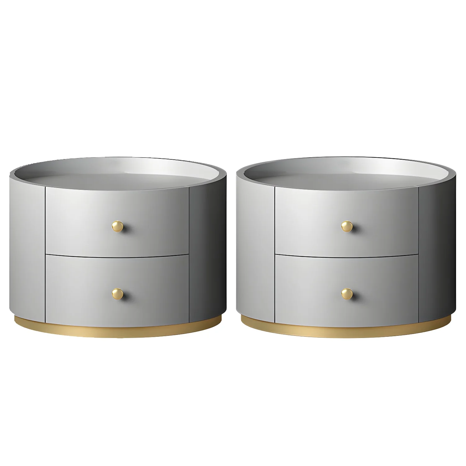 Glam Manufactured Wood Round 2-Drawer Nightstand