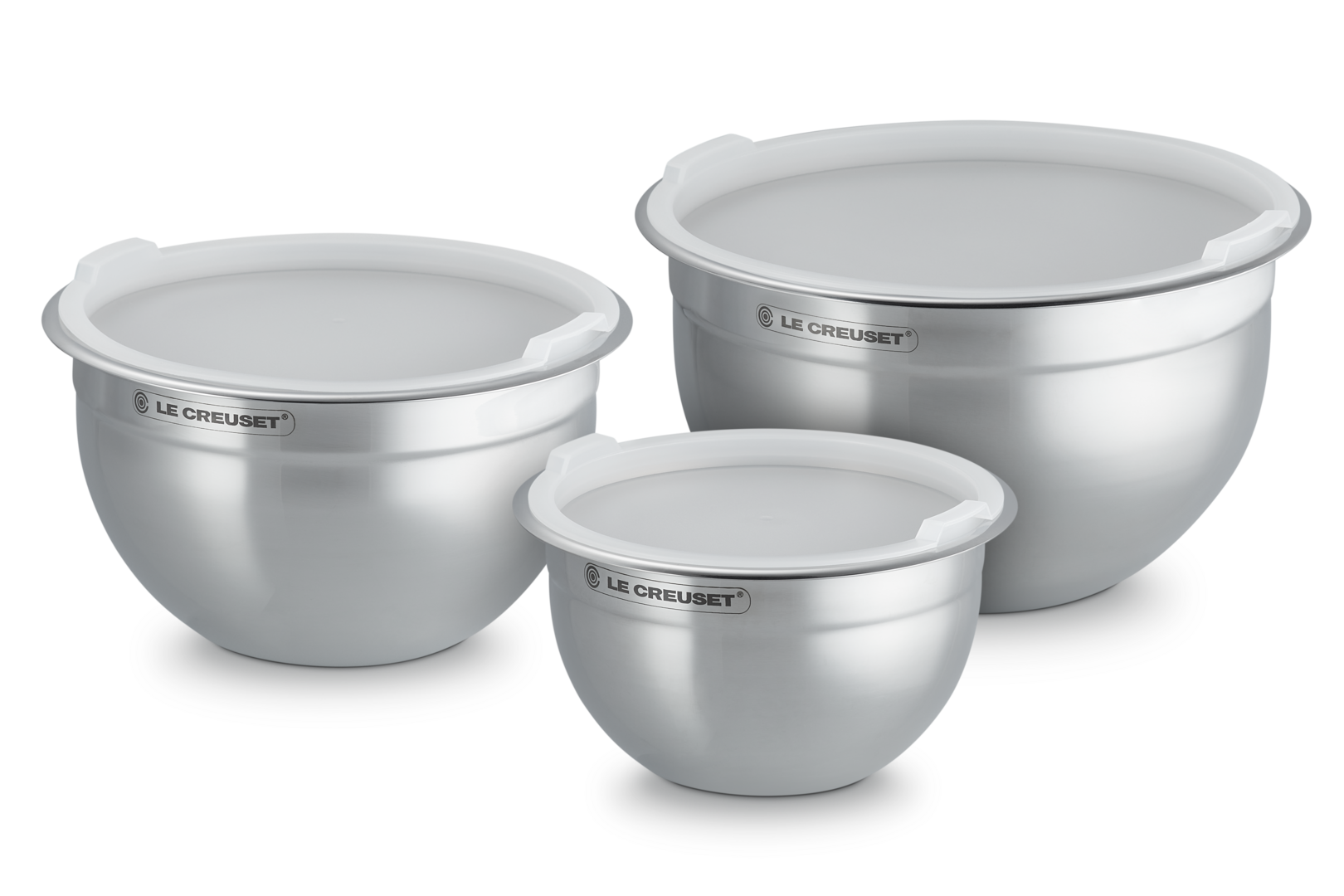 Set of 3 Stainless Steel Mixing Bowls with Lids