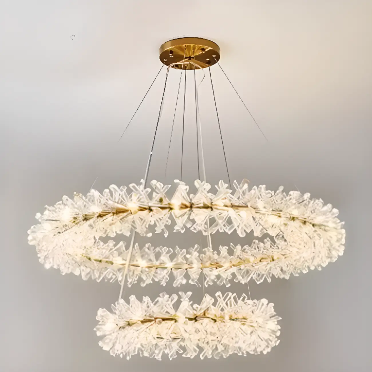 Gold Circular Crystal Chandelier Modern Design Light