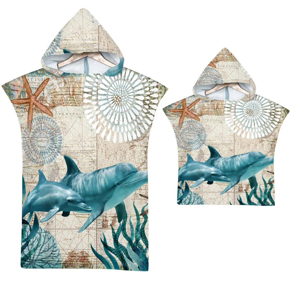 HULIANFU Sea Animals Hooded Beach Towel for Adult Kids Super Soft Childrens Beach Bath Towel Outdoor Poncho Bathrobe Towels - Deanwangkt