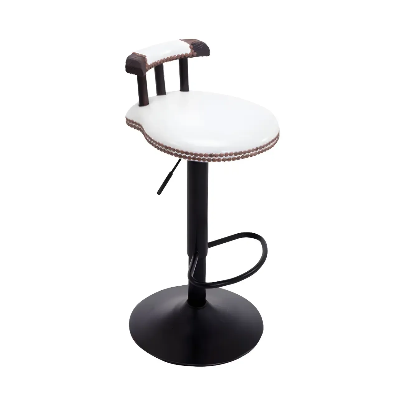 Industrial Round Leather Adjustable Bar Stools