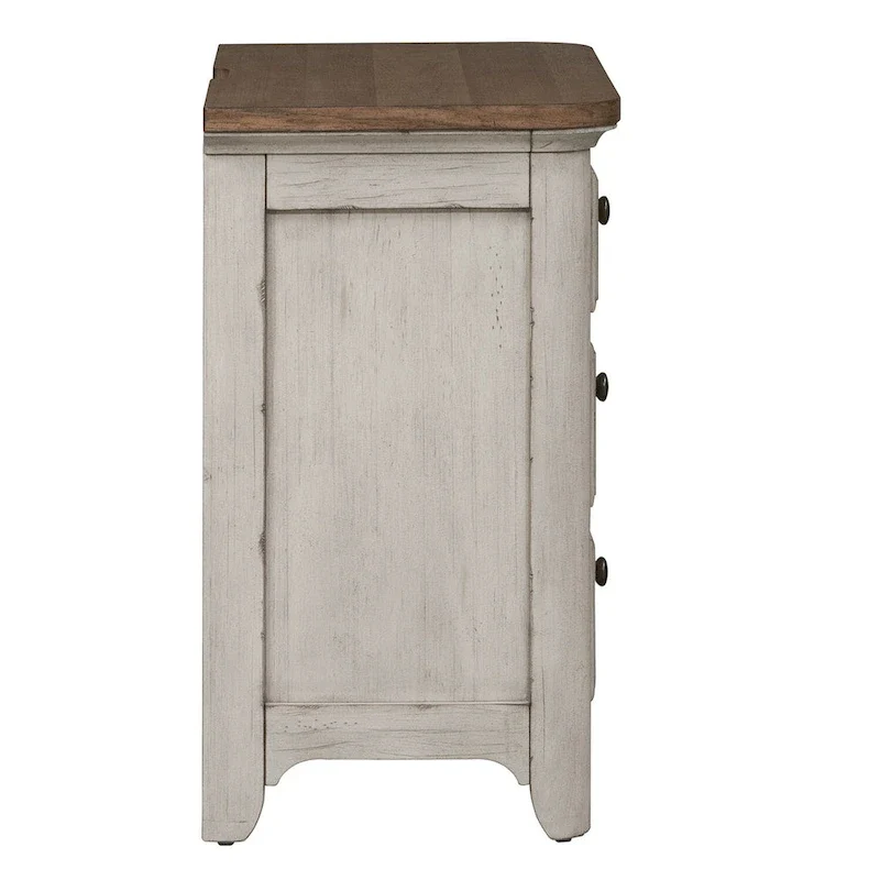 Farmhouse Reimagined 3-Drawer Night Stand with Charging Station