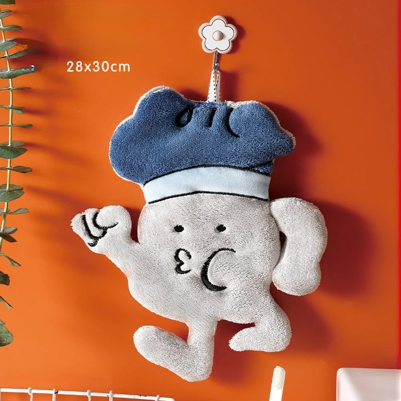 HULIANFU Lovely Cartoon Handkerchief Towel Hanging Absorbent Coral Velvet Wipe a Towel Household Kitchen Quick Drying Hand Cloth - Deanwangkt
