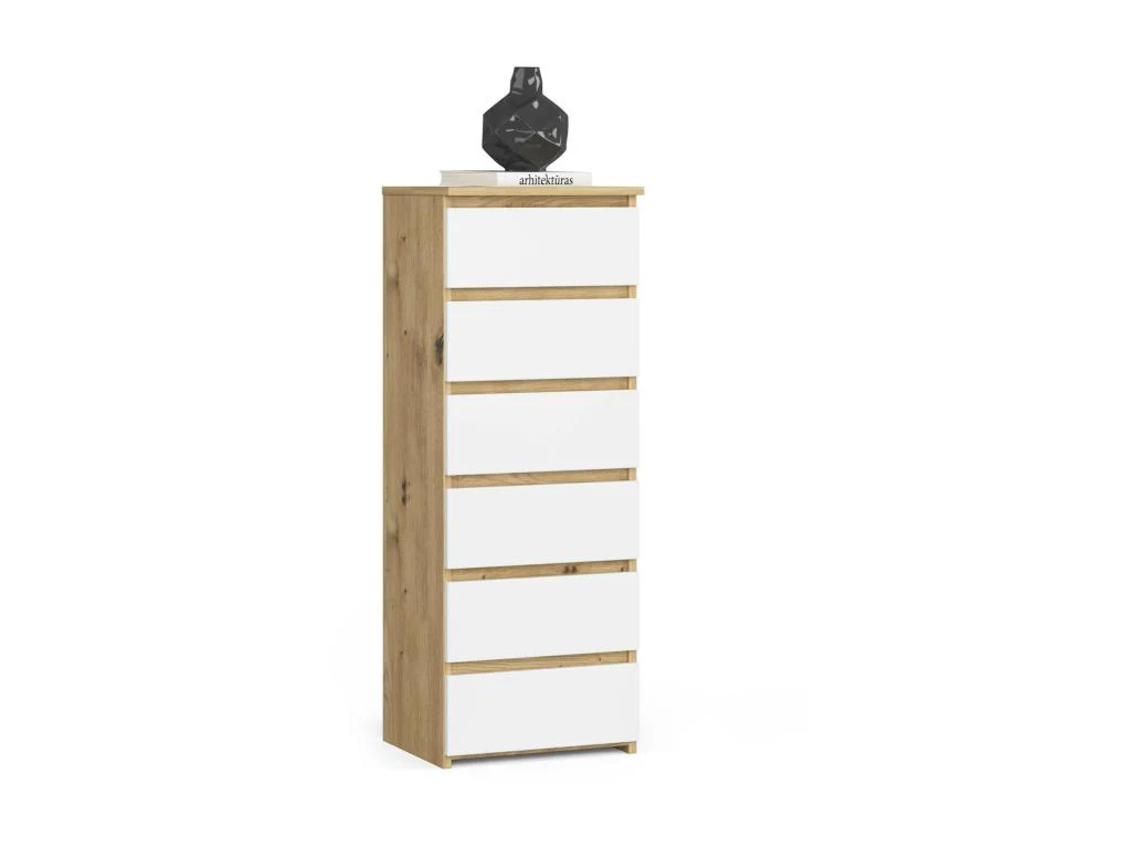 Drawer Chest - Blanc/Naturel fonce