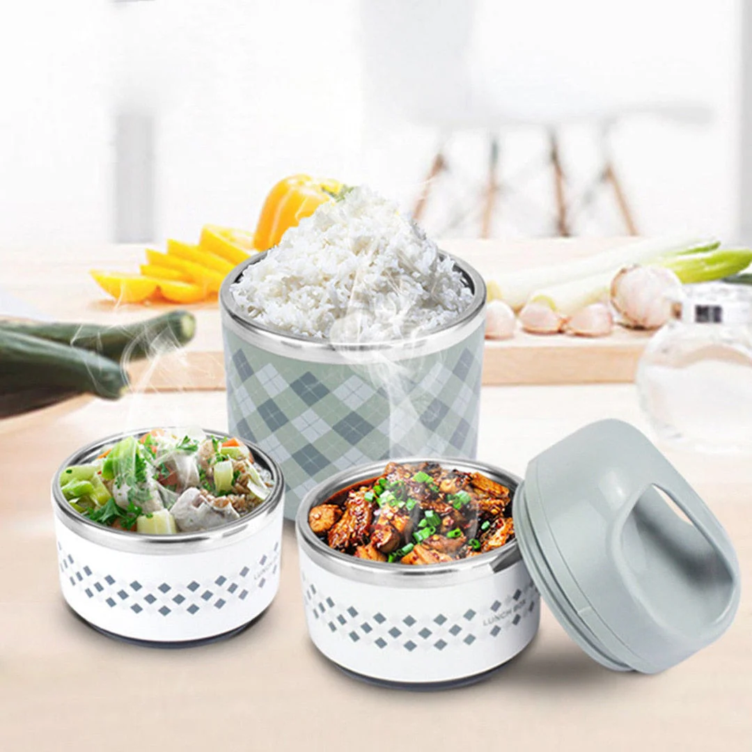 HULIANFU Portable Stainless Steel Thermal Lunch Box for Food Office Lunchbox Bento Boxs Thermos Lunch Box Food Container with Lunch Bag - Deanwangkt