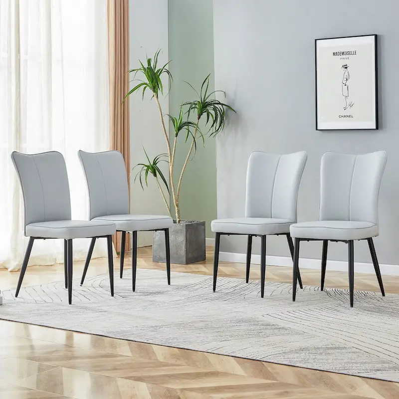 Modern Dining Chairs Set of 4 PU Leather Kitchen Upholstered Chairs