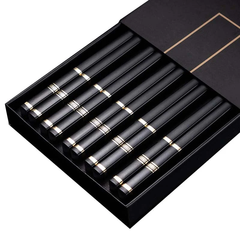 HULIANFU JANKNG 5 Pair Japanese Chopsticks Alloy Non-Slip Sushi Chop Sticks Set Chinese Gift Reusable Chopsticks Tableware Gift Kitchen - Deanwangkt