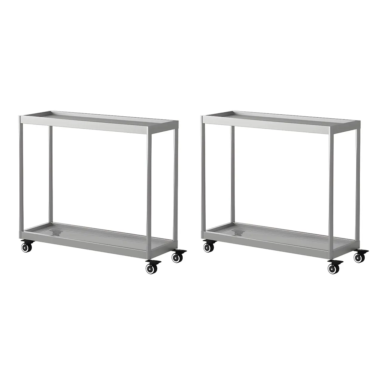 Gold Glass Rectangular Top Shelf Side Table on Wheels