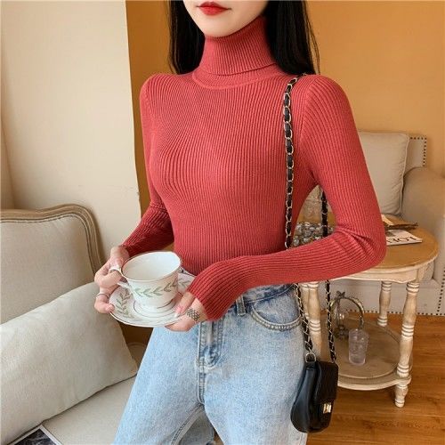 Women's Autumn Winter Turtleneck Pullovers Sweater Woman Primer Shirt Long Sleeve Short Slim-fit tight Jumper Top Solid - Deanwangkt