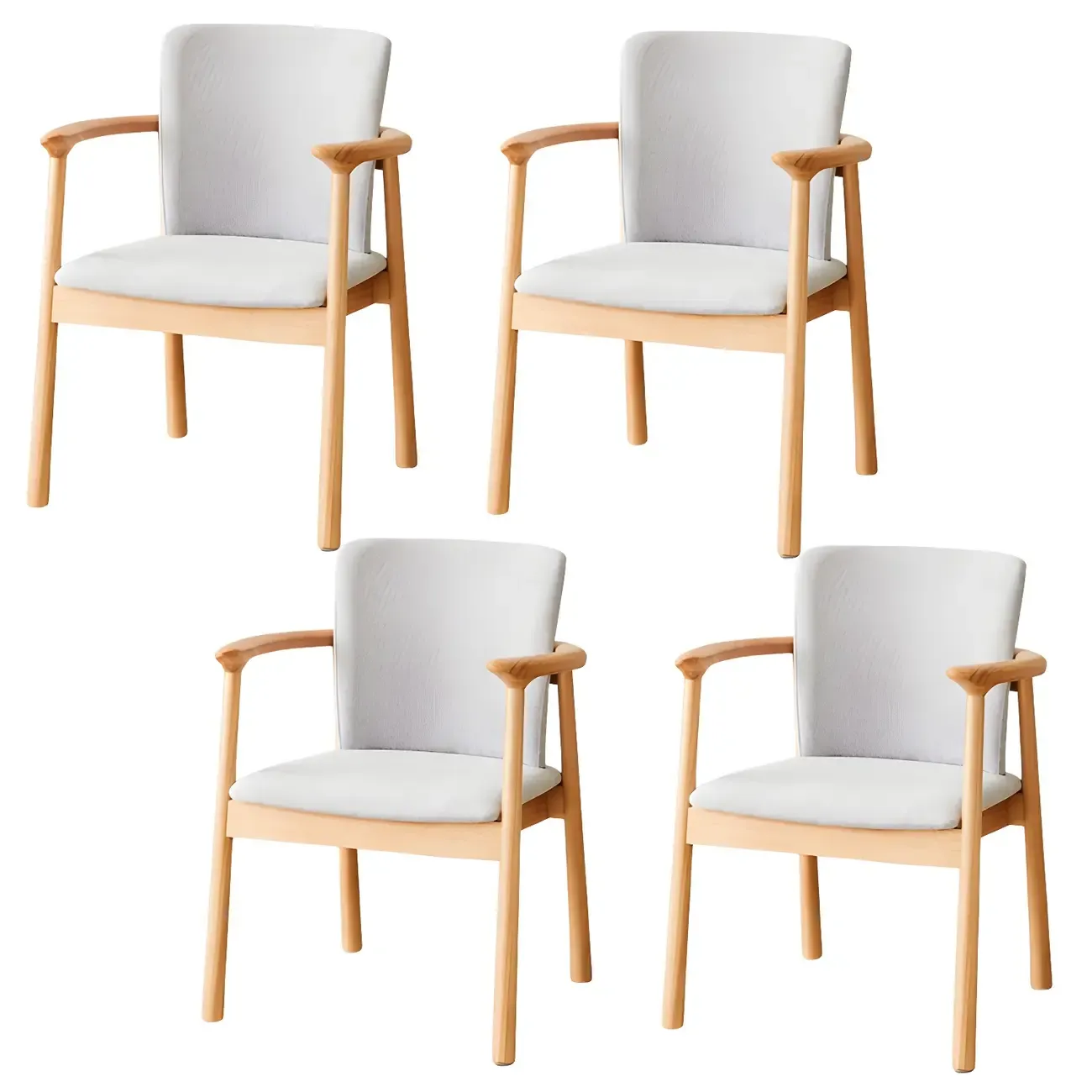 Modern Upholstered Rubberwood Arm Dining Chair Set of 2