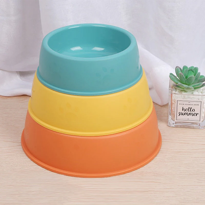 HULIANFU Pet Single Bowl PP Frosted Footprint Puppy Drinker Feeder Cat&Dog Food Bowls Lightweight Non-slip Feeding Dish Pets Accessories - Deanwangkt