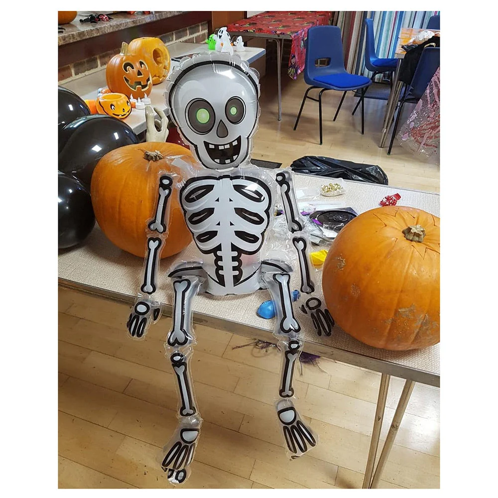 HULIANFU Large 86x165cm Skeleton Man Balloons Halloween Decorations Globos Scary Halloween Skull Ballons Halloween Party Home Decorations - Deanwangkt
