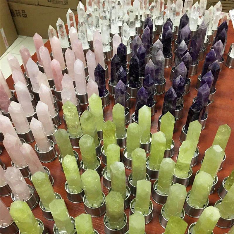 HULIANFU water bottle Drop Shipping Natural Crystal Point Healing Obelisk Wand Elixir Quartz Crystal Water Bottle To wand heals energy st - Deanwangkt