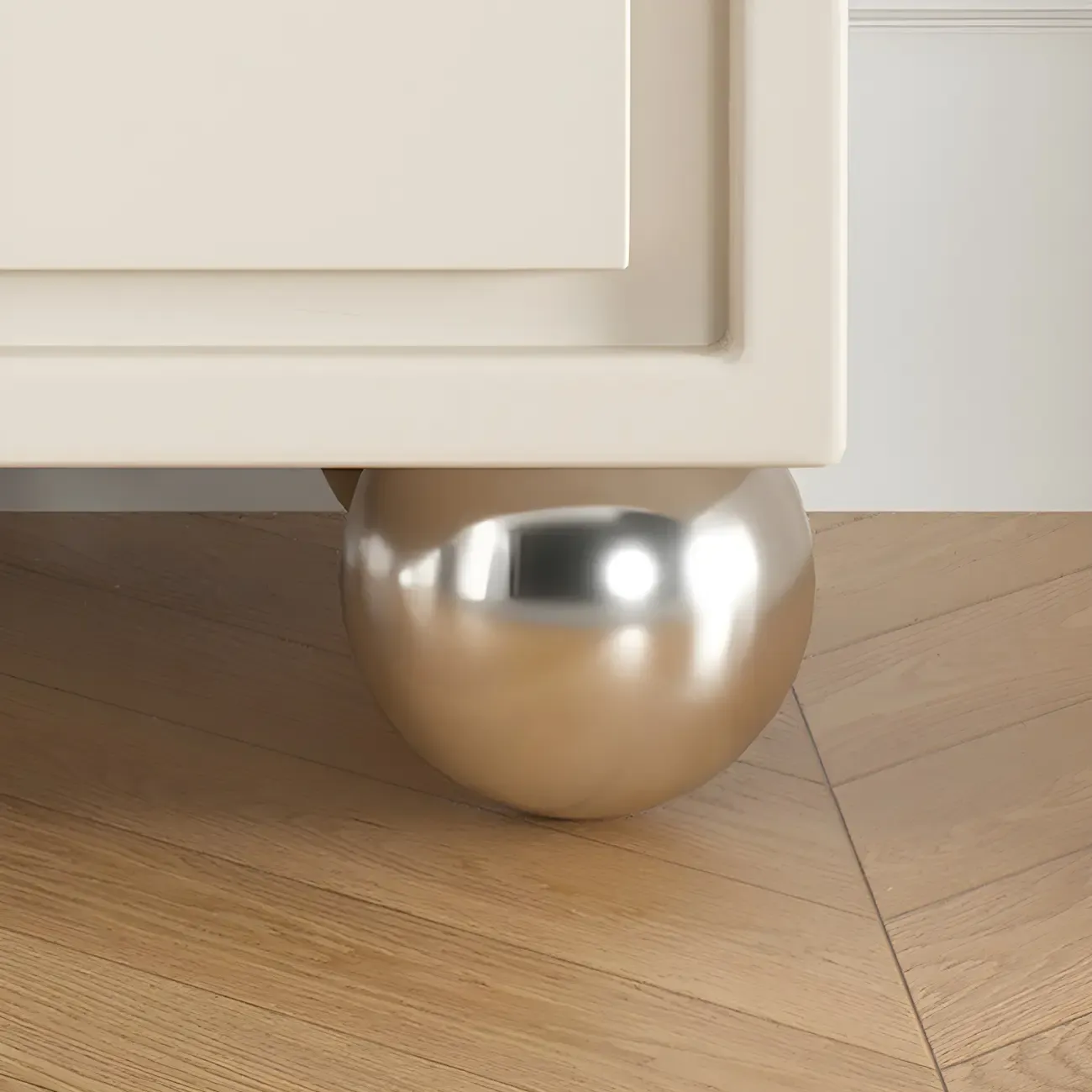 Narrow Off-White Faux Leather 2 Drawers Nightstand