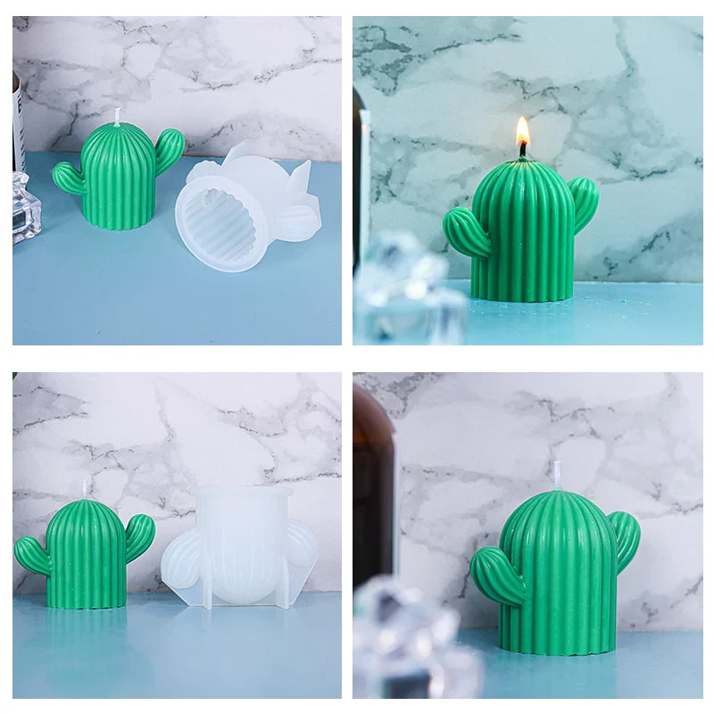 HULIANFU Mini Cactus Shape Candle Silicone Mold Handmade DIY Desktop Decoration Gypsum Epoxy Resin Aromatherapy Candle Silicone Mould - Deanwangkt