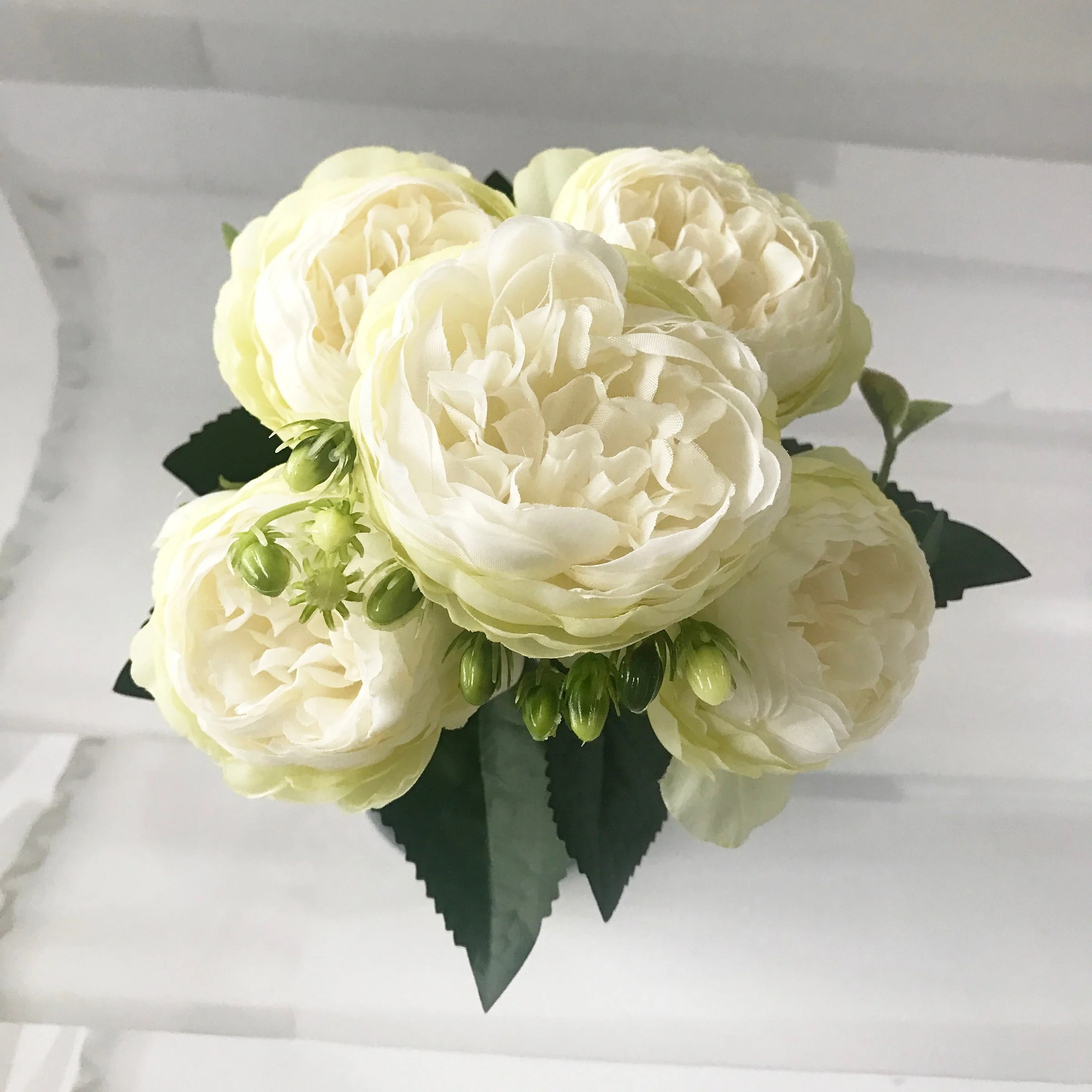 HULIANFU 2026  30cm Rose Pink Silk Peony Artificial Flowers Bouquet 5 Big Head and 4 Bud Cheap Fake Flowers for Home Wedding Decoration indoor - Deanwangkt