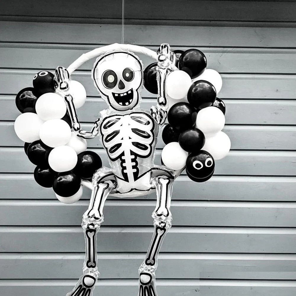 HULIANFU Large 86x165cm Skeleton Man Balloons Halloween Decorations Globos Scary Halloween Skull Ballons Halloween Party Home Decorations - Deanwangkt