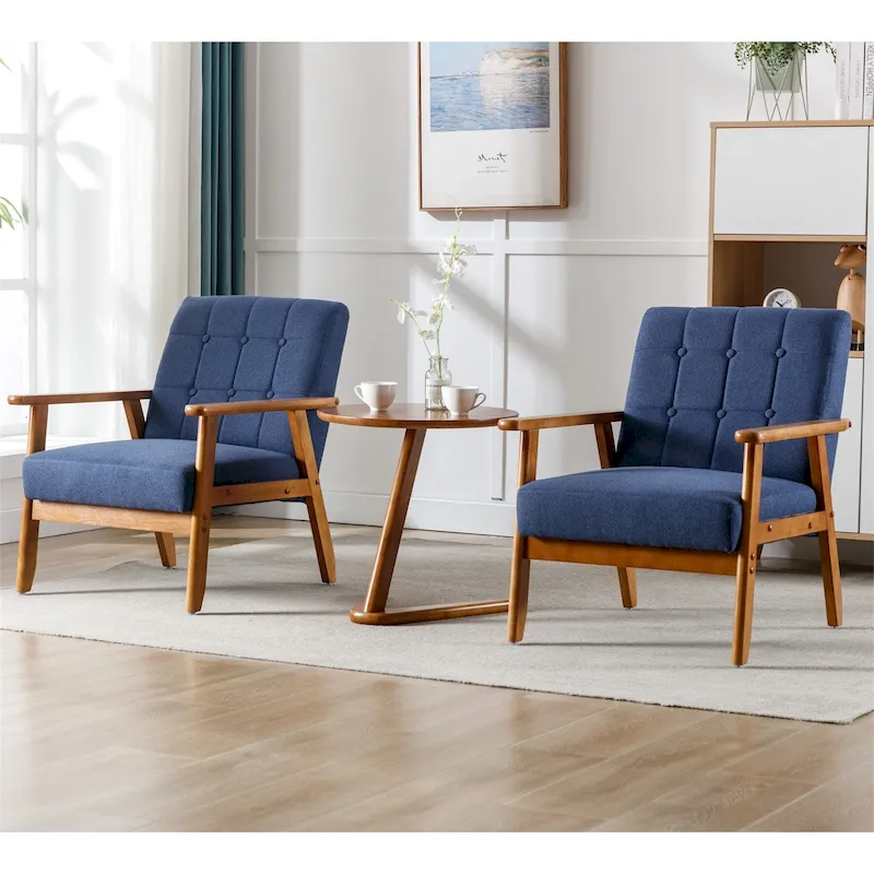 Mid Century Modern Accent Chairs Set of 2 with Side Table