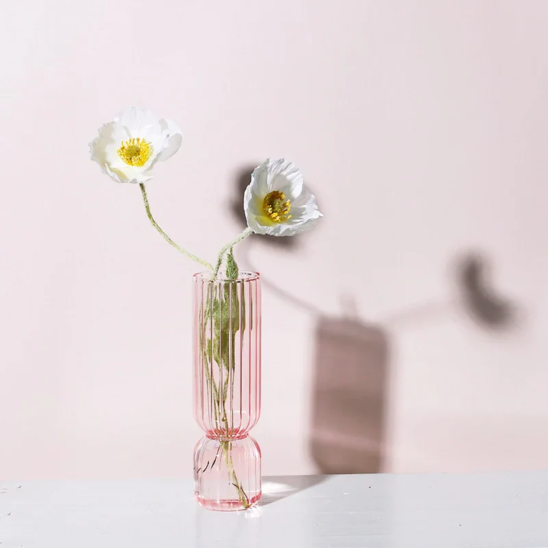 HULIANFU Nordic Glass Vase Small Glass Vases Flower Arrangement Home Decoration Accessories Modern Living Room Glass Ornament - Deanwangkt