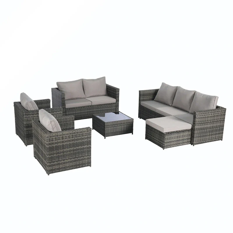 6PCS Rattan Convrtsation Set With Glass Table