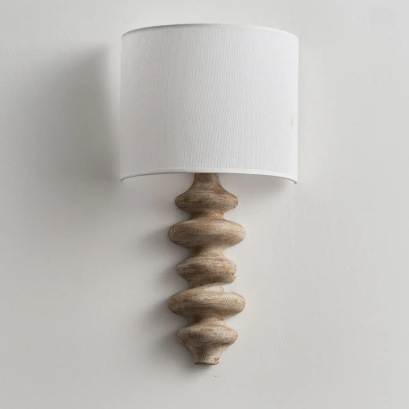 21H Modern Geometric Wooden Wall Sconce with Fabric Shade