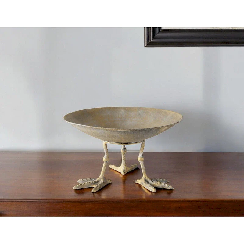 HomeRoots 13  Gold Metal Round Centerpiece Bowl