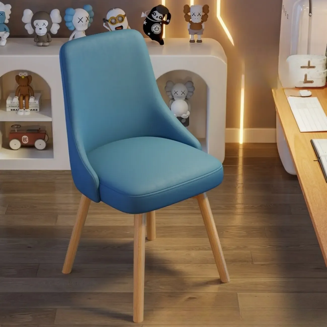 White Fabric Upholstered Solid Back Dining Chair