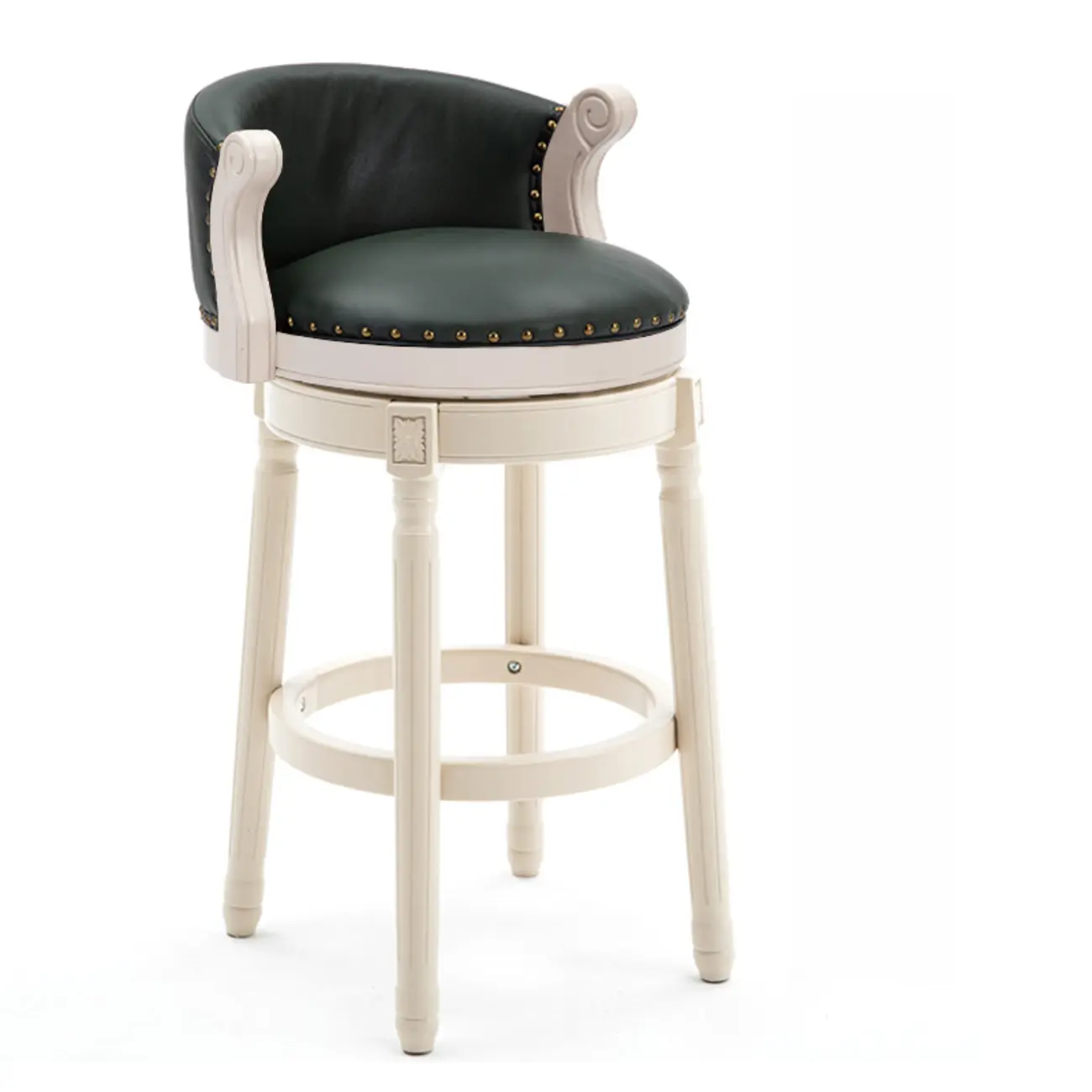 Solid Wood Leather Swivel Counter Stools with Backs