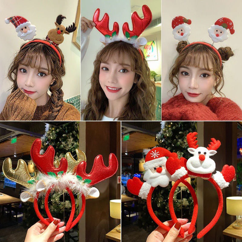 HULIANFU 2026  Christmas Led Light Headbands Santa Elk Antlers Headband Kids Adult Headwear Ornaments Christmas Party Cosplay Supplies - Deanwangkt