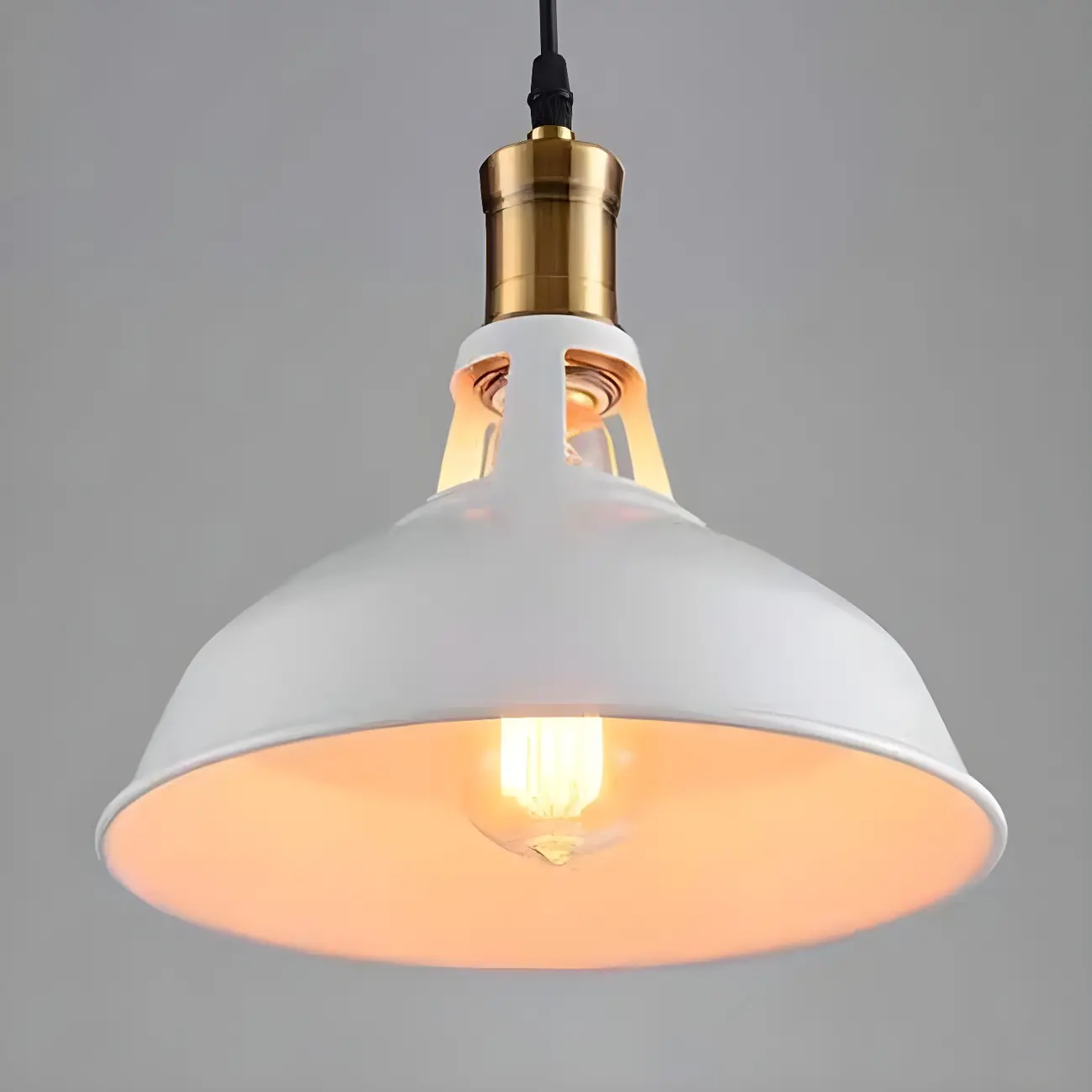 Industrial 1-Light Black Gold Iron Barn Pendant Light