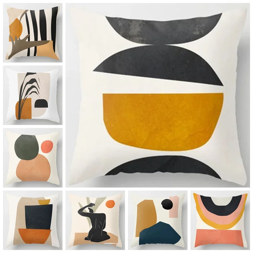 HULIANFU   ZENGA Geometric Abstract Cushion Cover Tropic Modern Art Brown Throw Pillow Cover Double Side Print Decorative Cushion For Sofa - Deanwangkt