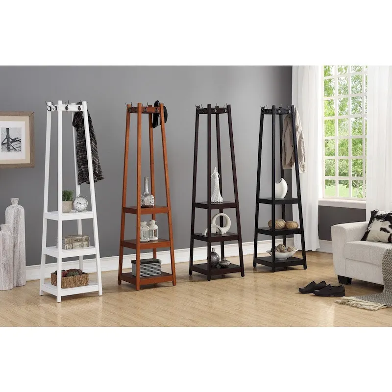 Roundhill Furniture Vassen 3-tier Storage Shelf Standing Coat Rack