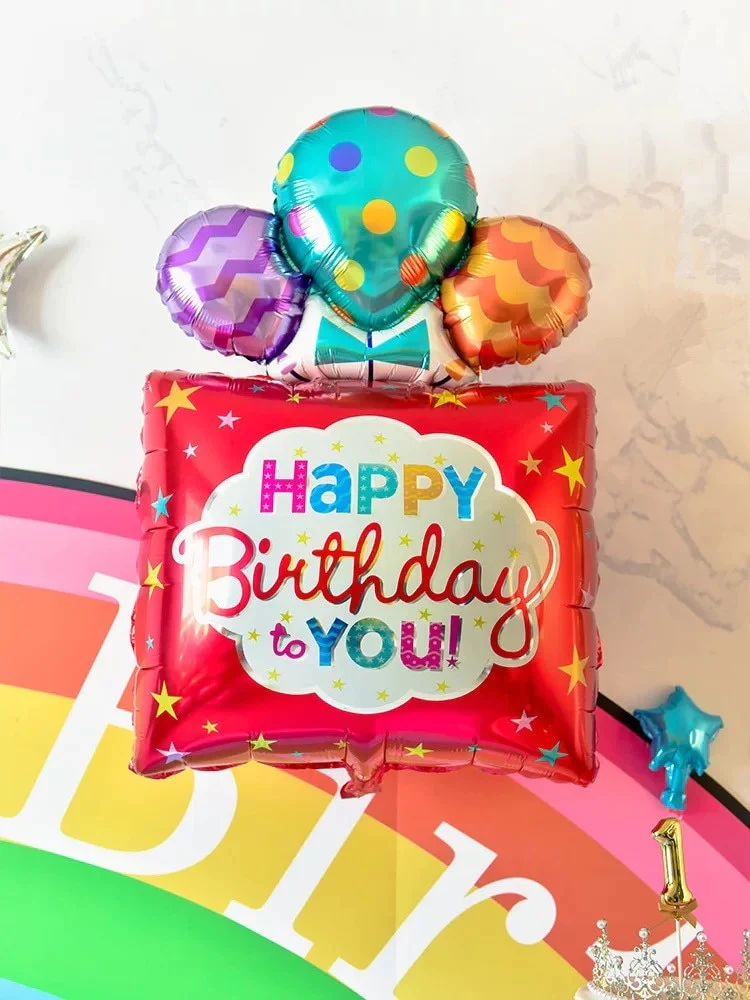 HULIANFU New large cake gift box donut popcorn shape aluminum film balloon wedding celebration birthday party scene decoration - Deanwangkt