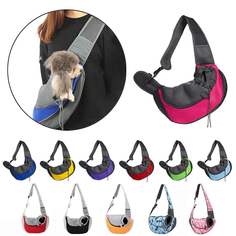 HULIANFU Pet Puppy Carrier S/L Outdoor Travel Dog Shoulder Bag Mesh Oxford Single Comfort Sling Handbag Tote Pouch - Deanwangkt