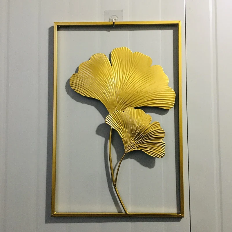 HULIANFU Nordic Metal Leaf Plant Wall Decor Wrought Iron Wall Hanging Non-perforated Wall Mural Living Room Bedroom Home Decoration Hot - Deanwangkt