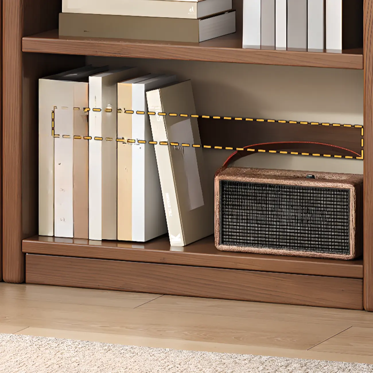 Rectangle Multi-Shelf Open Back Brown Wood Bookcase