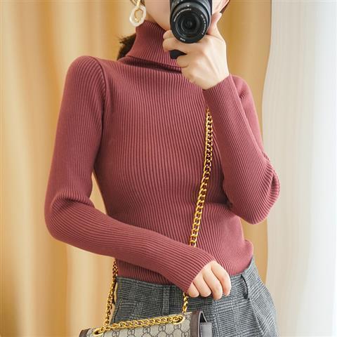 Women's Autumn Winter Turtleneck Pullovers Sweater Woman Primer Shirt Long Sleeve Short Slim-fit tight Jumper Top Solid - Deanwangkt