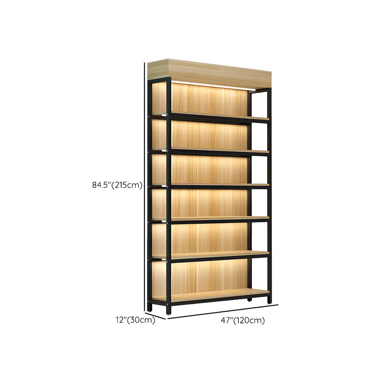 Modern Wood Open Multi-Shelf Large Display Cabinet