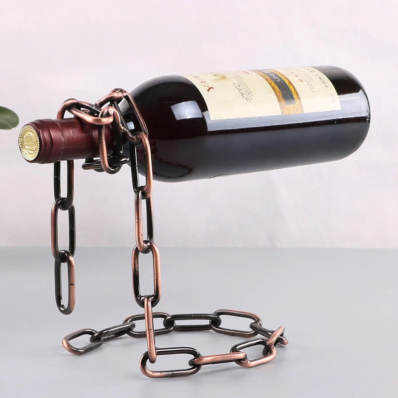 HULIANFU   YES Magic Metal Hanging Suspension Chain Wine Racks European Retro Creative Handmade Restaurant Bar Stand Bracket Display Stand - Deanwangkt
