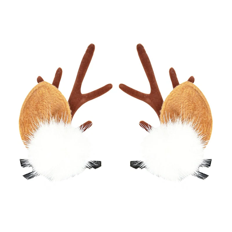 HULIANFU 2026  2pcs/set Elk Christmas Hair Clips Adult Kids Girl New Year Gift Christmas Hair Accessories Ear Hairpins Xmas Navidad Natal Decor - Deanwangkt