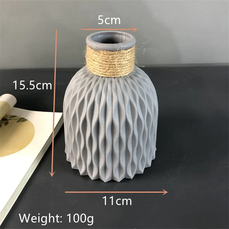 HULIANFU Modern Flower Vase Imitation Ceramic Flower Pot Decoration Home Plastic Vase Flower Arrangement Nordic Style Home Decoration - Deanwangkt