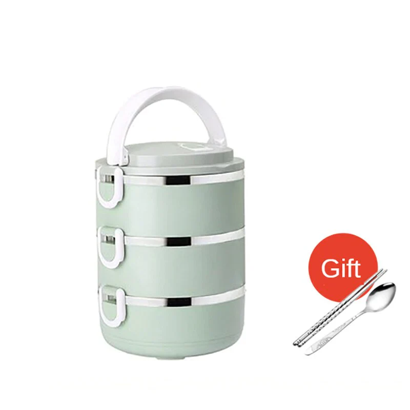 HULIANFU Microwave Stainless Steel Thermal Lunch Box Food Storage Box Travel Picnic Leakproof Lunch Box Students Work Adult Lunch Box - Deanwangkt