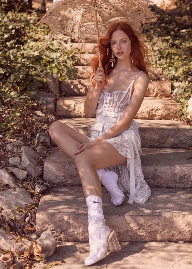 Lace High-low Sexy Summer Dress White Straps Belt Tied Women Dress D-ring Holiday Chic Ladies Party Dresses - Deanwangkt