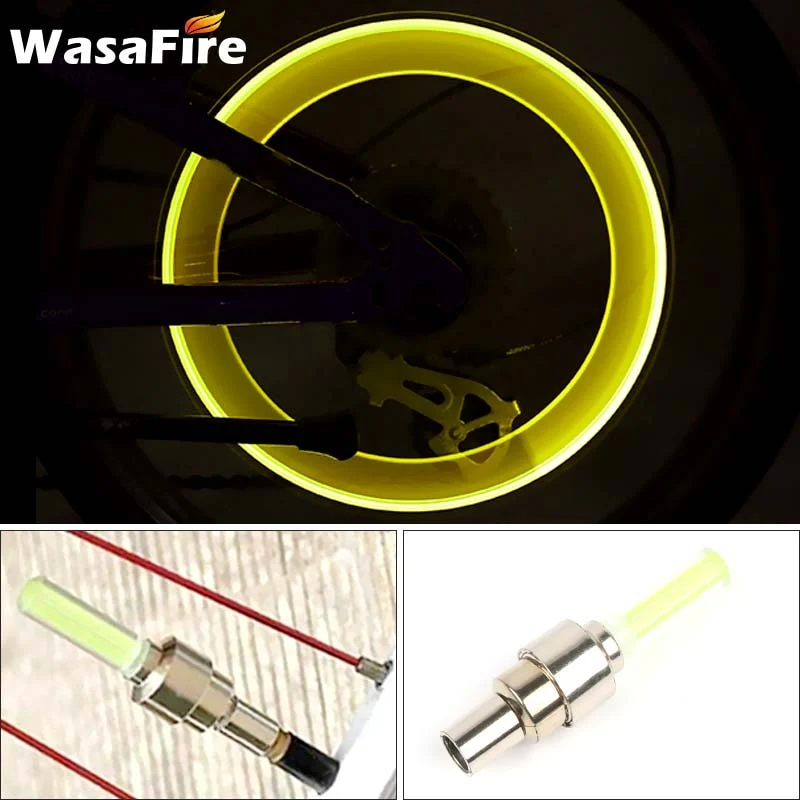 HULIANFU WasaFire Neon Bike Spoke Light Mini LED Bicycle Taillight MTB Wheel Tire Nozzle Valve Caps Lamp Cycling Warning Head Rear Light - Deanwangkt