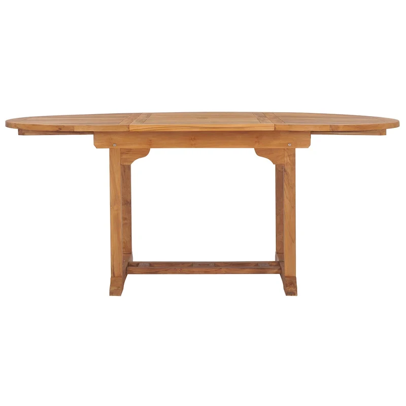 Chic Teak 7 Piece Teak Wood Miami Patio Dining Set with Round to Oval Extension Table, 2 Arm Chairs and 4 Side Chairs