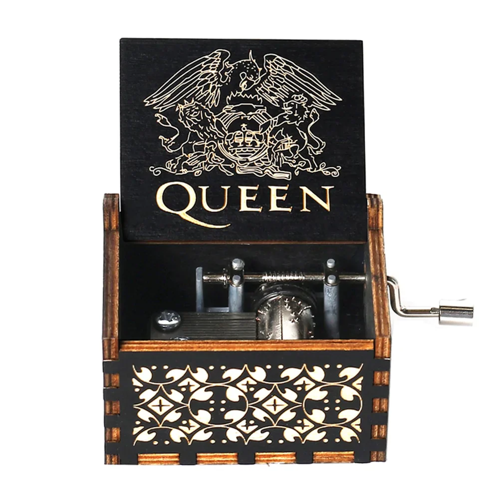 HULIANFU New Attack On Titan Queen Music Box Antique Carved Wooden Hand Cranks Power Game Crossing Rainbow Christmas Birthday Gifts - Deanwangkt