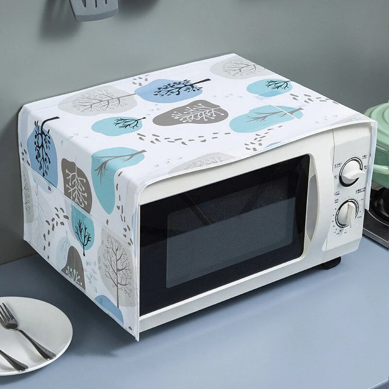 HULIANFU Peva Dustproof Microwave Oven Covers Printed Dust Oil Proofing Covers With Double Pockets Storage Bag Kitchen Accessories - Deanwangkt