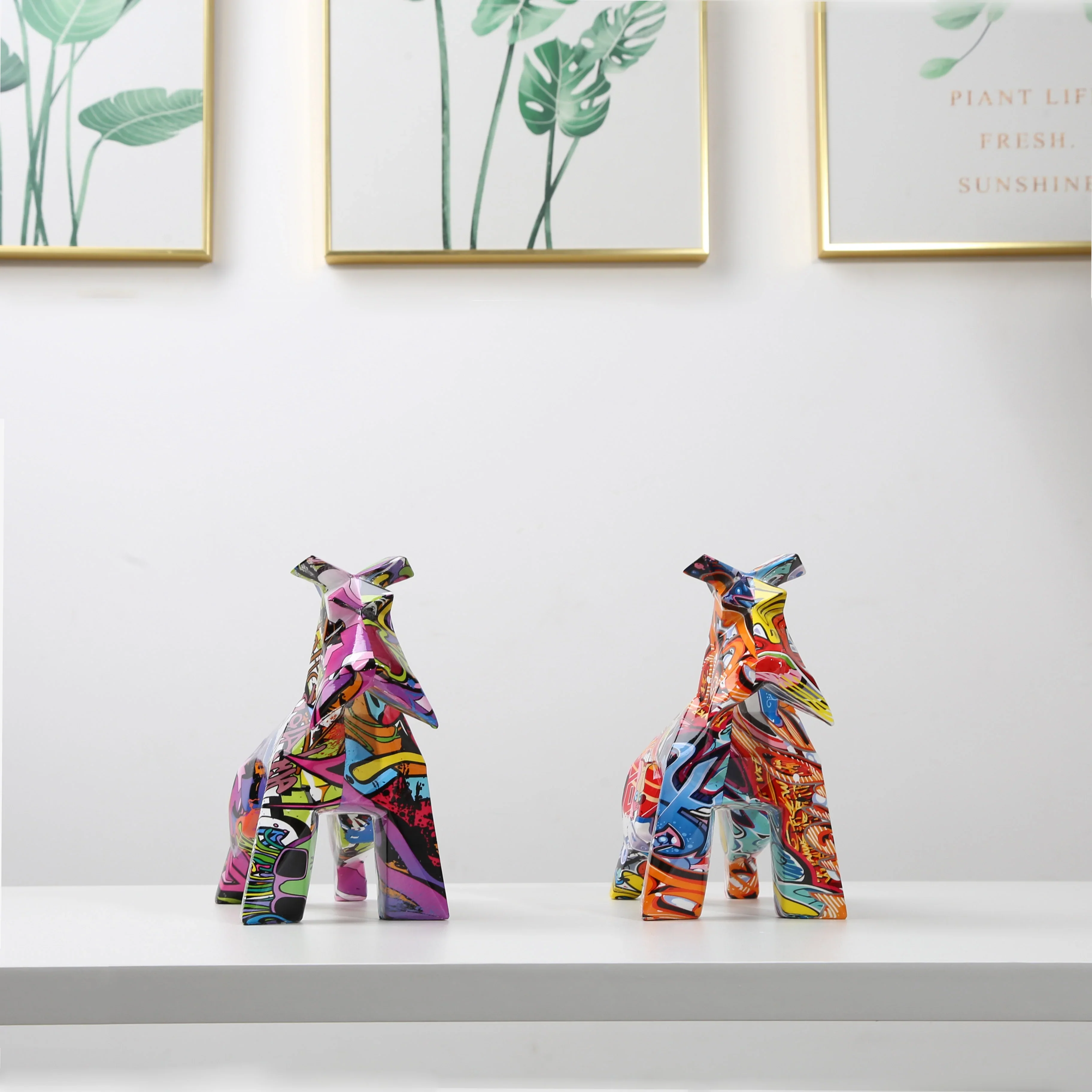 HULIANFU Nordic Painting Art Graffiti Schnauzer Creative Resin Crafts Home Decoration Wine Cabinet Office Decor Resin Crafts Gift Anime - Deanwangkt